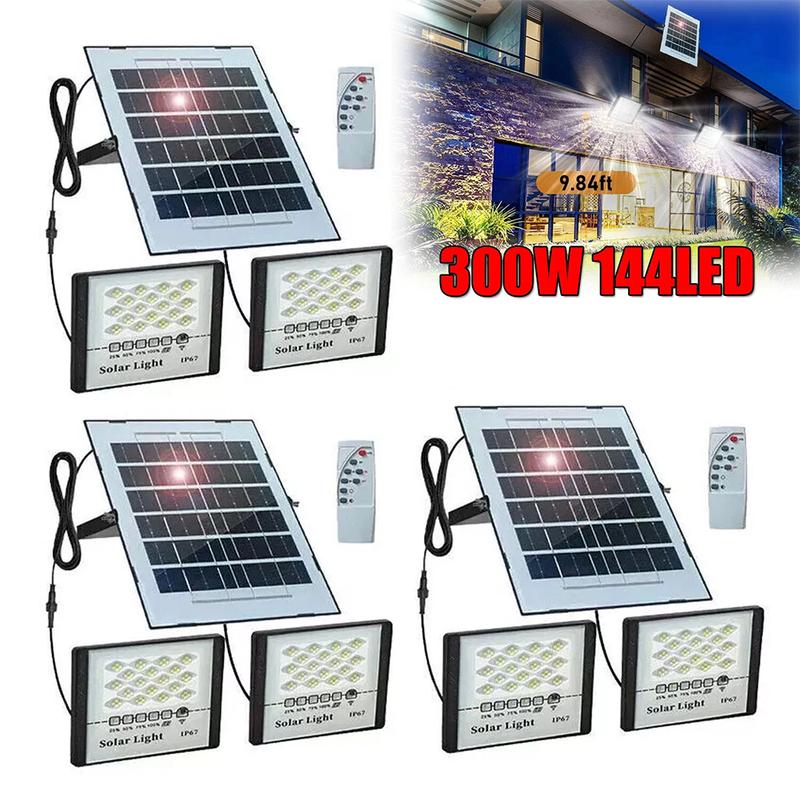 300W LED Solar Street Lights Outdoor Flood Lamps Waterproof Spotlight Emergency Lighting Dusk To Dawn Wall Light For Yard Garden