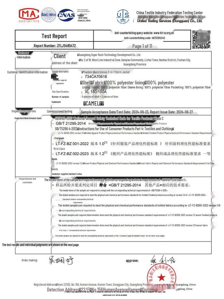 CAMEL 3-in-1 Waterproof Fleece Lined Jacket