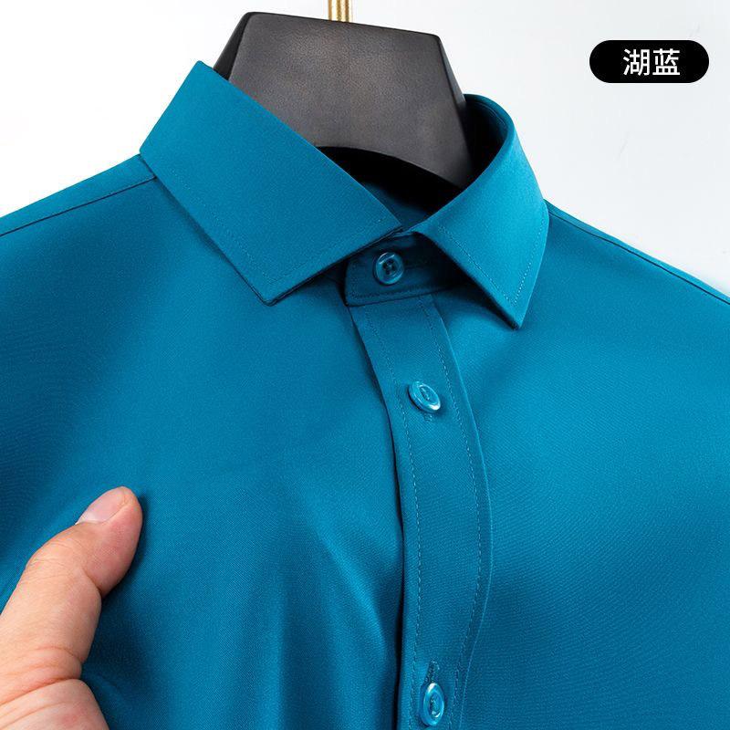 Large size four-sided stretch shirt men's long-sleeved non-ironing tooling business casual high-end white shirt