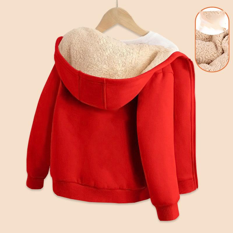 Boys Girls Casual Jackets Kids Padded Thickened Lambwoolen Coats Children Warm Winter Hoodies Teenager Fashion Hooded Clothing