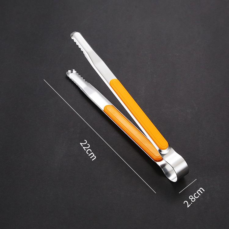 Stainless Steel Food Clip BBQ Steak Bread Salad Picnic Silicone Non-slip Handle Tong Party Portable Kitchen Cooking Baking Tools
