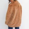 Sexy Plush Lapel Fitted Jacket Winter Women Faux Fur Cardigan Coats Double-Faced Fleece Casual Solid Color Outwear Female Plush Thick Jacket