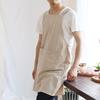 Handmade Japanese Cotton Linen No-Tie Retro Apron with Printed Logo