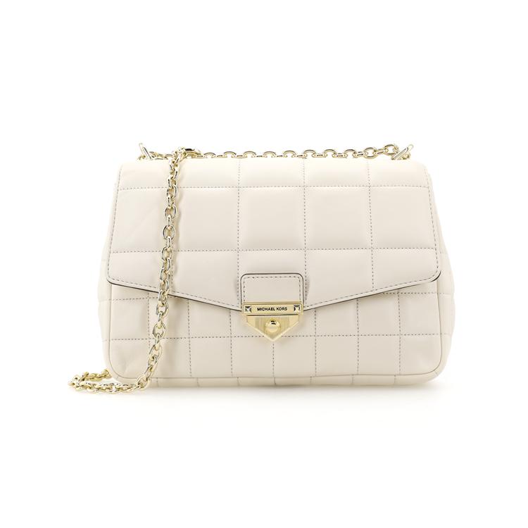 Michael Kors MK Soho Quilted Lambskin Shoulder Crossbody Bag Large Women bags Light-Cream 30F0L1SL4L-289