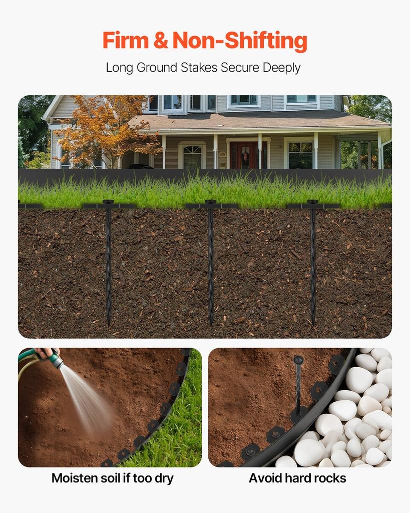 Landscape Edging, 3000 x 4 cm Plastic Garden Border Edging with 120 Spikes, No Dig, Flexible Lawn Edgings Roll, UV-Resistant Mini Fence Borders