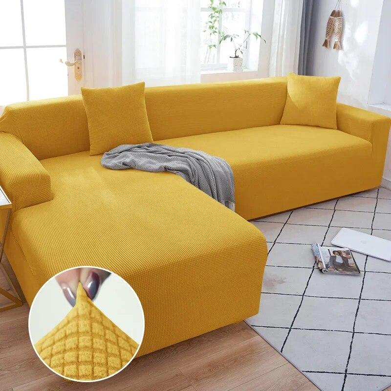 Solid Color Sofa Cover 1/2/3/4 Seater Sofa Cover for Living Room Elastic Spandex L Shaped Corner Sofa Cover Couch Cover for Sofa