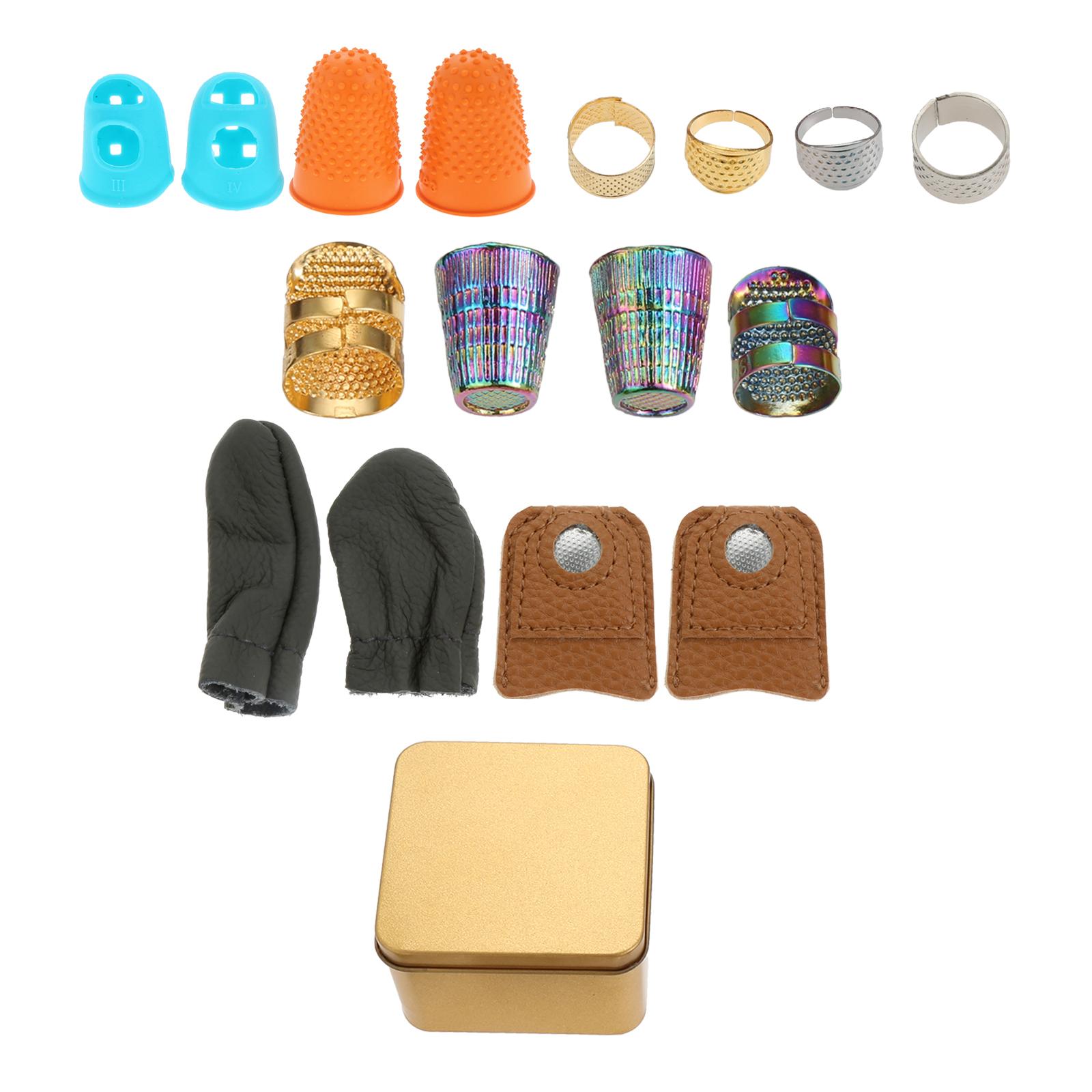 

Sewing Thimbles Kit Multi-type Sewing Embroidery Needle Leather Finger protector Threader Handmade Craft Cross Stitch Tools Gift