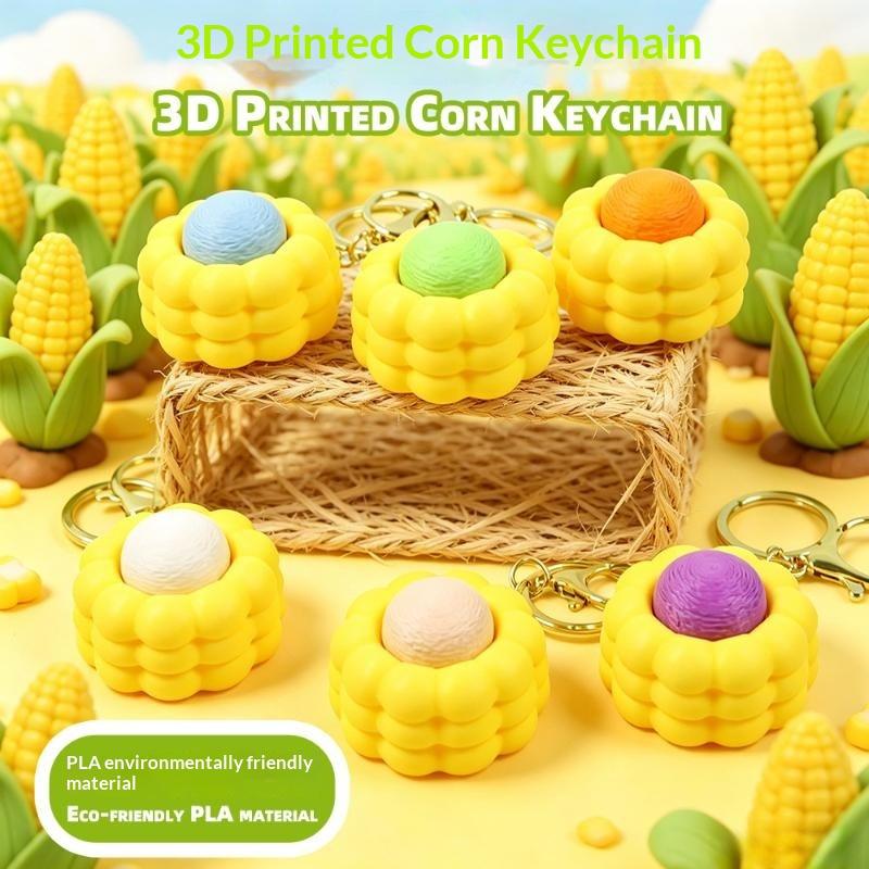 3D Printed Corn Clicker Keychain Durable Stress Relief Fidget Toy Crisp Click Sound for ADHD Kids Adults Relaxing