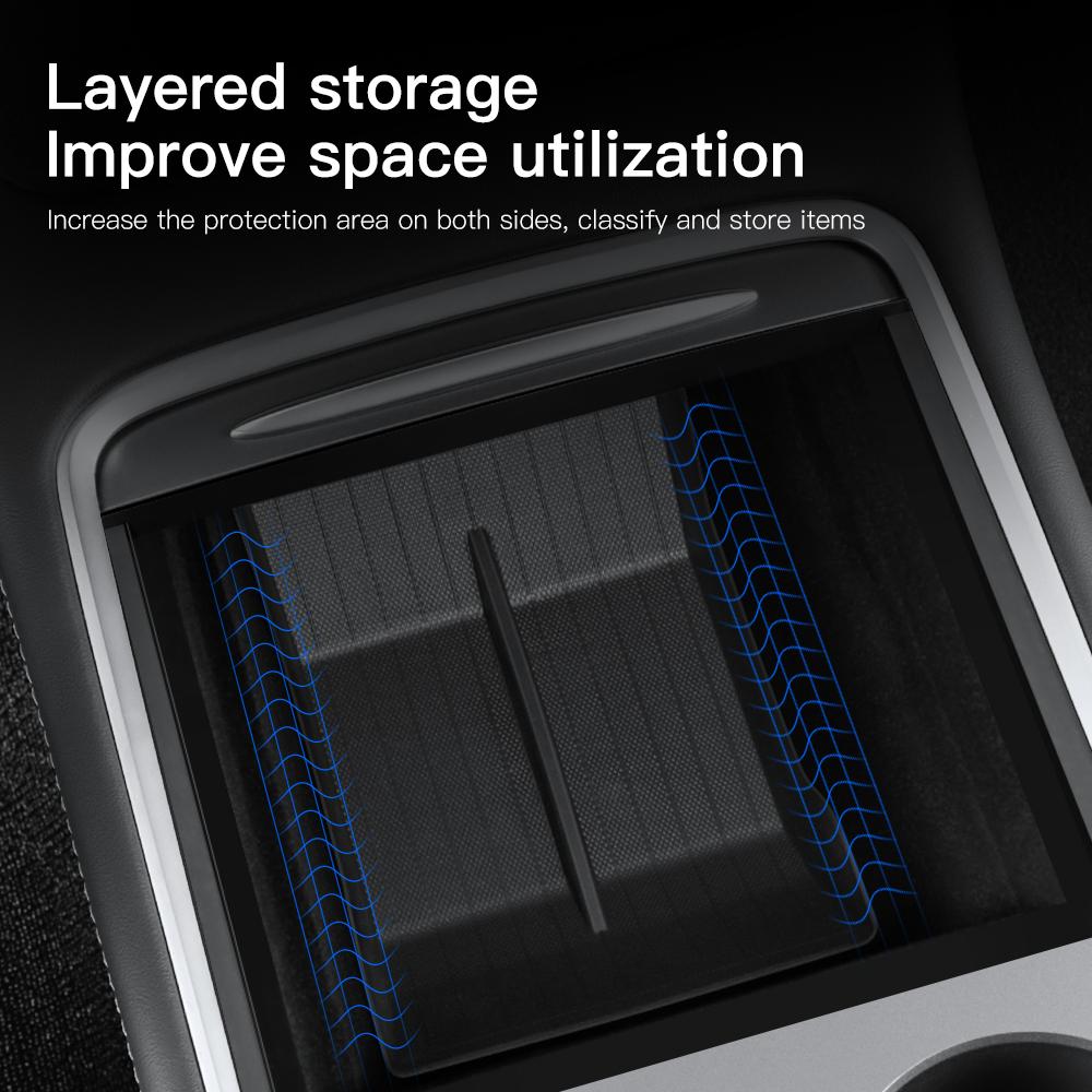 YZ Voll-TPE-Aufbewahrungsbox für die zentrale Steuerung für Tesla Model 3 Model Y, Mittelkonsole, Armlehne, Organizer, Aufbewahrungsbox, Koffer für die vordere und hintere Armlehne