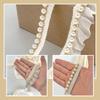 10M Cream White Beaded Fringe Imitation Pearl Ruffles Lace Ribbon Edge Trim Curtains Dress DIY Crafts Decor Sewing Accessories