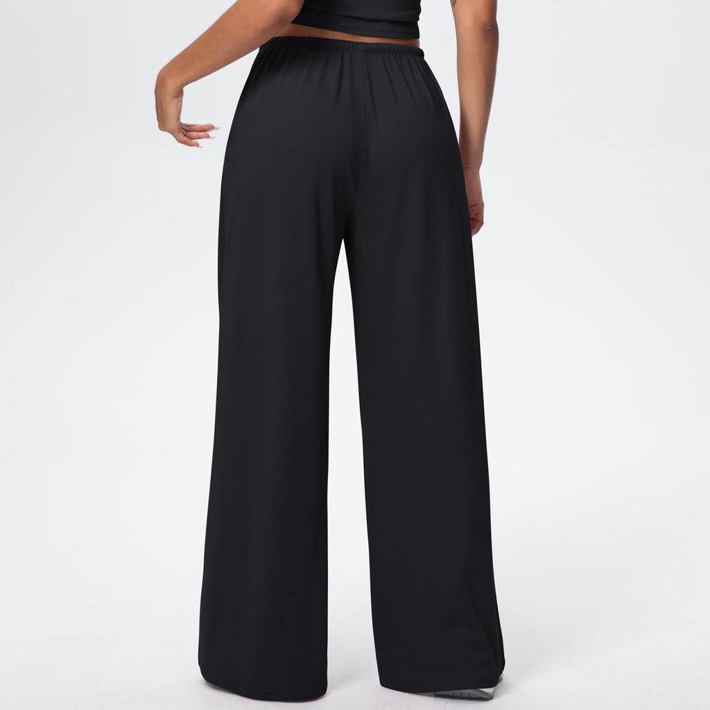 Breathable Wide-Leg Loose Casual Yoga Pants with Elastic Drawstring for Women