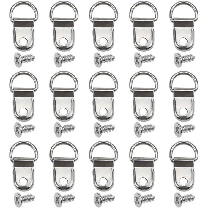 100 Pièces D Anneaux Cadre Photo Suspendus Crochets Cintres Toile Crochet Support Murale Cintre avec 100 Vis Utilisé pour Accrocher