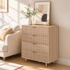 Bedroom Chest of Drawers Fluted Dresser Gold-Tone Handles Natural