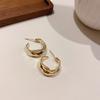 Metal wind round geometric earrings niche simple versatile stud earrings ins fashion high-end earrings