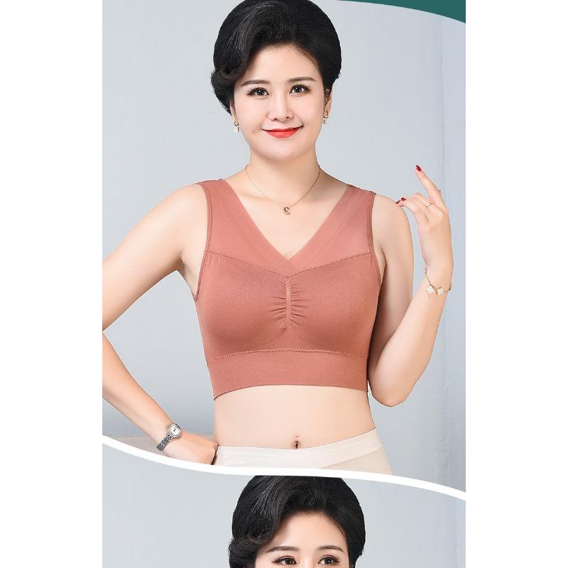 Women Plus Size Vest Style Wireless Thin Back Beauty Bra For Mature Women