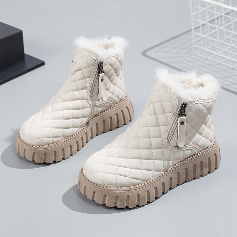 Women s Winter Fleece Lined Ankle Boots With Zipper Platform Sole 40 белый