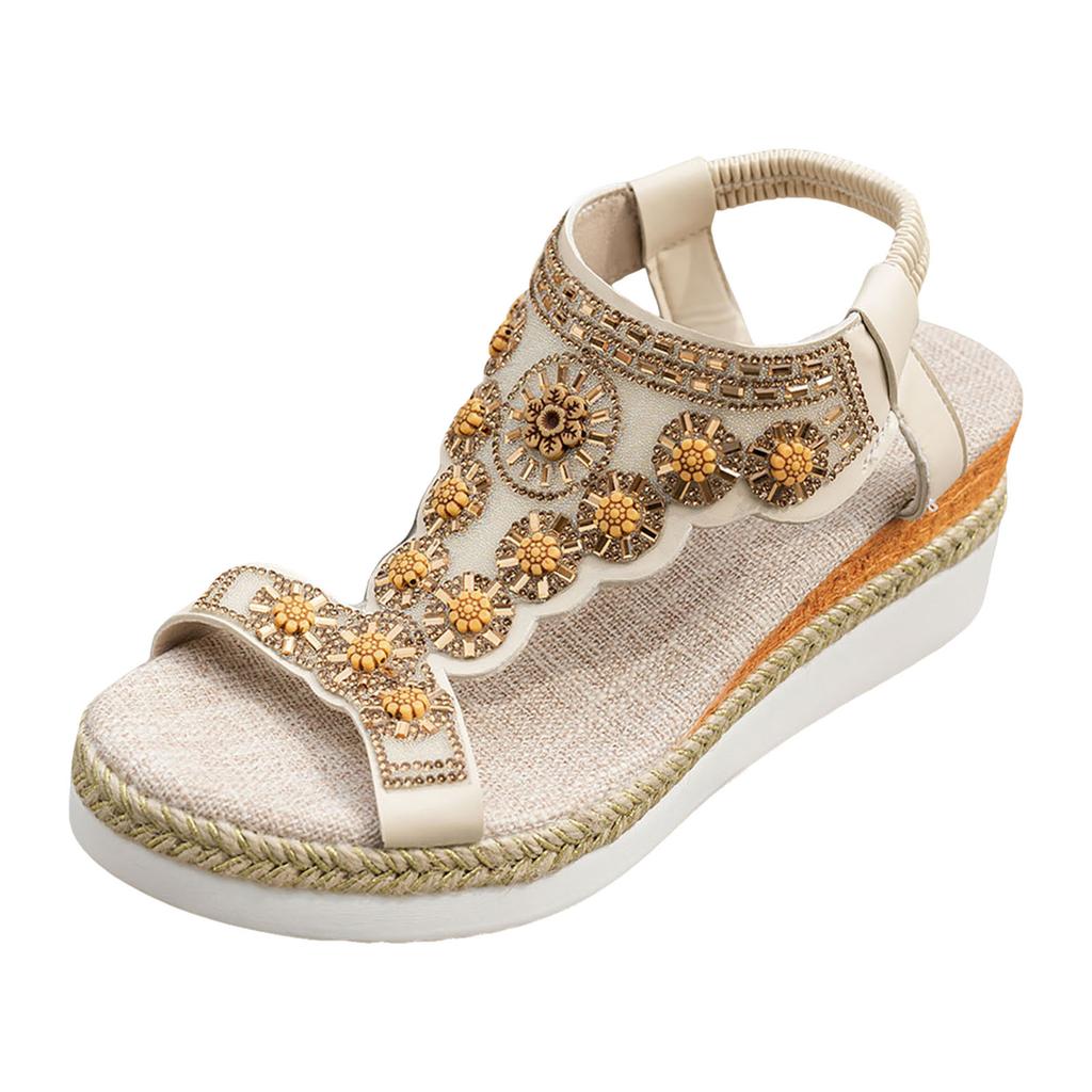 Rope Sandals For Women Bohemian Rhinestone Sandals For Women Fashion Wedge Heel Thick Sole Sandalias De Mujer Verano 2026
