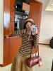 Women's Trendy Slim-Fit Striped Long-Sleeve T-Shirt for Autumn/Winter - Versatile Casual Inner Wear with Round Neck