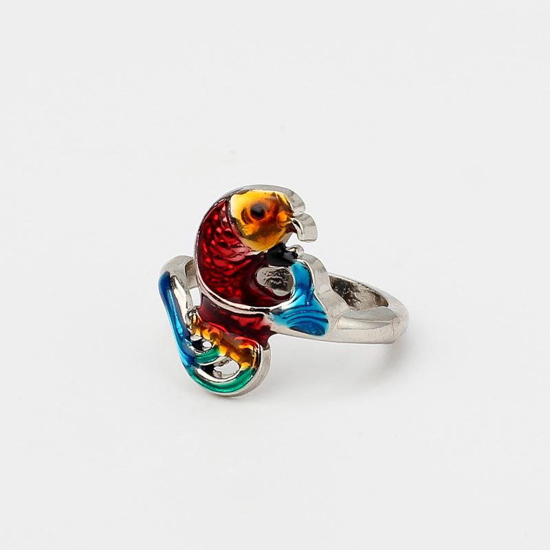 Vintage Peacock Open Ring: Ethnic-Style Adjustable Animal Jewelry for Couples