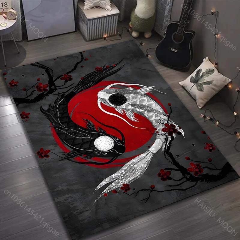 Pisces Yin Yang Art Print Carpet for Living Room Bedroom Bedside Sofa Floor Mat Modern Home Decor Area Rug Large Size