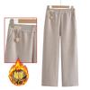 2025 Autumn/Winter Plus Velvet Thickened Elastic Waist Straight-Leg Casual Pants for Middle-Aged and Elderly Women