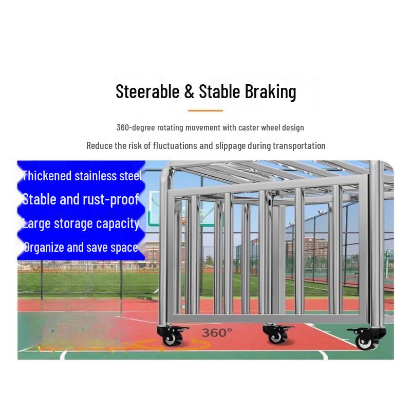 Jundingying Thickened Stainless Steel Basketball Cart