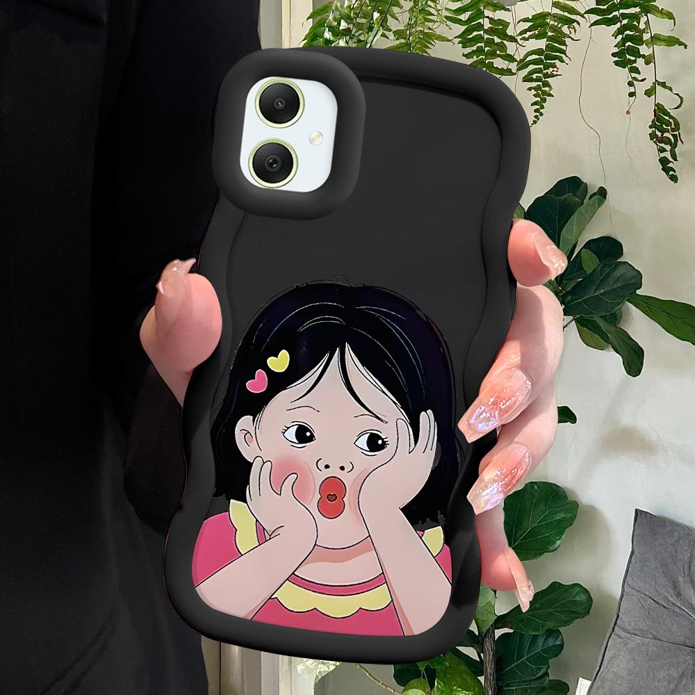 Cute Girl Soft Phone Cover for Samsung Galaxy A52 A73 A12 S24 Ultra 5G S23 S22 S21 S20 FE Wave Edge Shockproof Protective Rubber Case