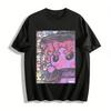 Cute Cartoon Monster Gathering Print Casual T-Shirt Unisex Anime Style Loose Top Pure Cotton T-shirt