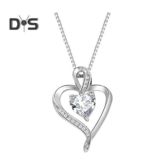 

Ожерелье в форме сердца для женщин, подвеска в форме сердца с искусственным кристаллом, ожерелье в форме камня на День матери, годовщину, день рождения белый