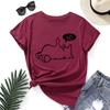 Cat No Cartoon Pattern Cotton T-Shirt Short Sleeve Round Neck Women 2d Print Tops