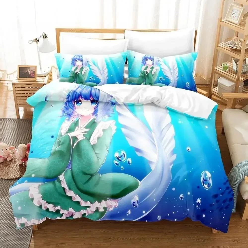3D Print Anime Wakasagihime (Touhou) Bedding Set Single Twin Full Queen King Size Bed Set Aldult Kid Bedroom Duvet Cover Sets
