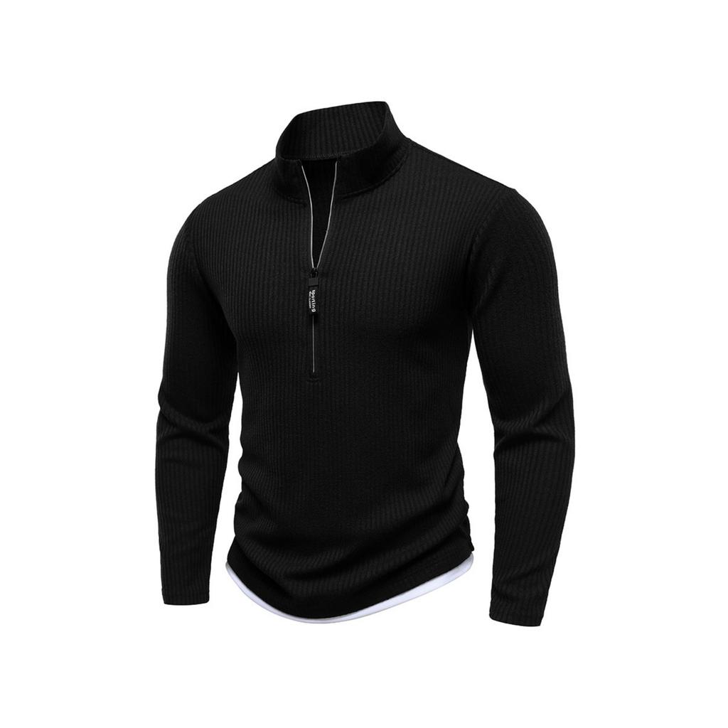 Herren Minimalistische Halb-Reißverschluss Stehkragen Strickpullover, Lässige Vielseitige Oberteile