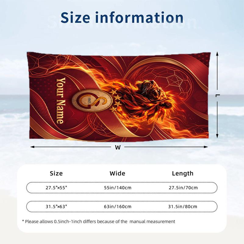 Beach Towel Galatasaray FC Print Custom Name Text Soft Towel for Swimming Pool