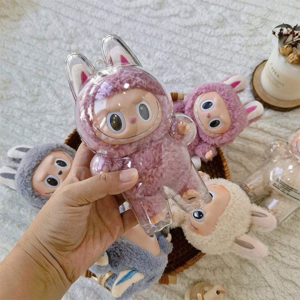 Car Plush Ornament  Anime Figure Labubu 1.0 Monster Vinyl Blind Box Series Heartbeat Macaron Doll  Kids Gift Birthday Toy  Air Outlet Ornament