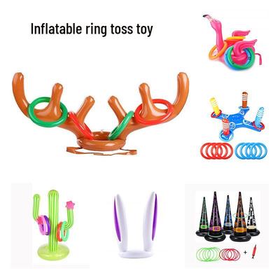Inflatable Christmas Hat Toss Game - Cactus, Flamingo & Antlers for Parent-Child Fun