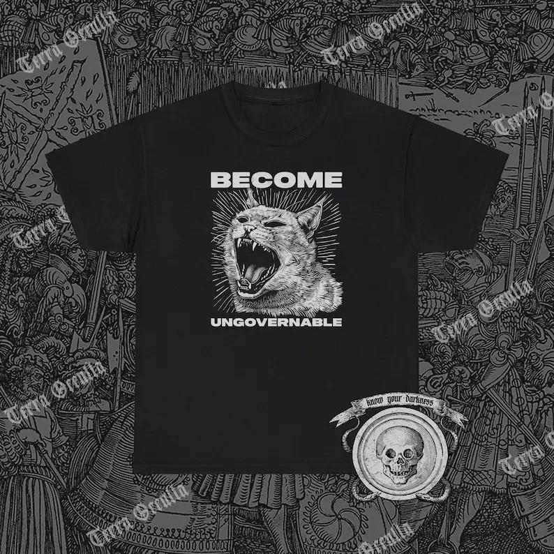 Become Ungovernable Shirt, Revolutionary, Angry Cat, Class War XXL