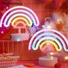 Colorful LED Neon Sign Nightlight with Base 3D Acrylic Desktop Rainbow Night Light Battery USB Dual-use Flicker Free
