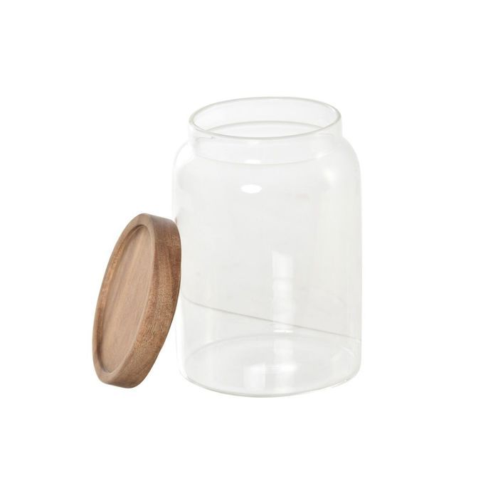 Bocal verre borosilicaté DKD Home Decor Acacia 400 ml (x3)