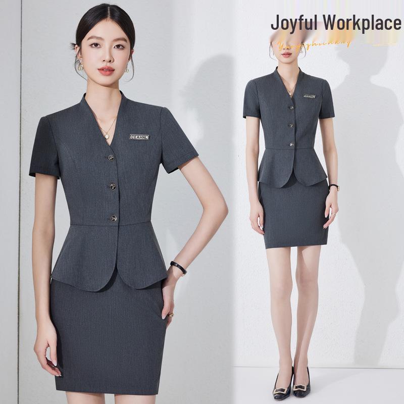 

Women s Professional Workwear Set: Short-Sleeve Receptionist Manager Suit 2025 XXL