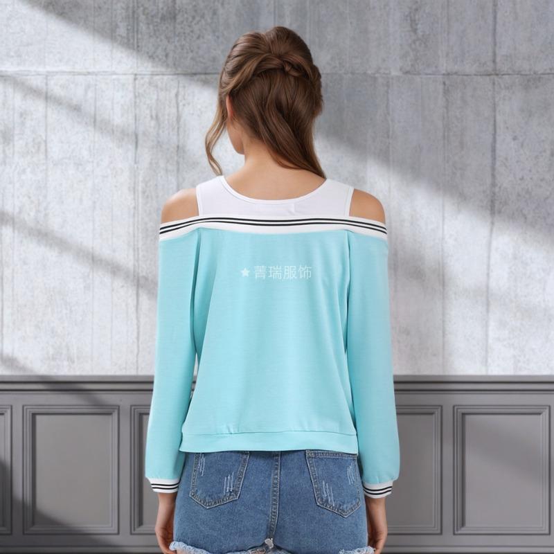 Damen Neue Frühjahrs- und Herbstmodelle Falsches zweiteiliges trägerloses langärmeliges Mode-Dünnes Slim-Spleiß-T-Shirt