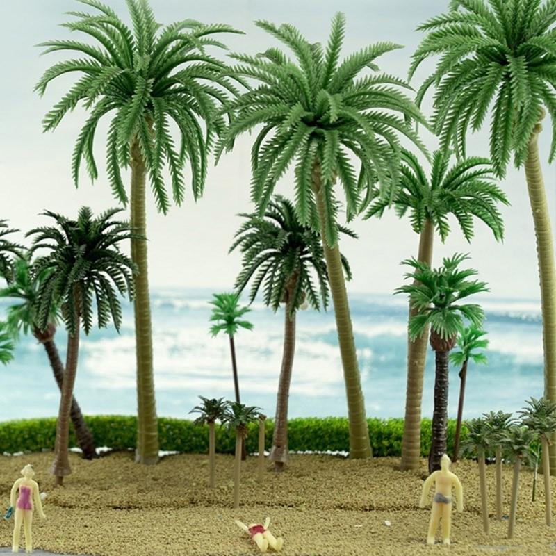20Pcs Architectural Sandbox Decors Plastic Coconuts Palms Tree Miniature Figurine Scenery Landscape Design Accessories
