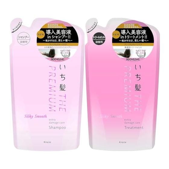 Ichikami [Set Purchase] THE PREMIUM [Silky Smooth] Introducing Serum in Shampoo Refill 340ml | Non-Silicone + THE PREMIUM [Silky Smooth] Introducing