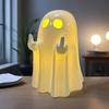 Pryskyřičná svítící dekorace duch pro Halloween Malá bílá figurka ducha Roztomilá svítící soška ducha pro domácí stolní patrovou podnosovou dekoraci