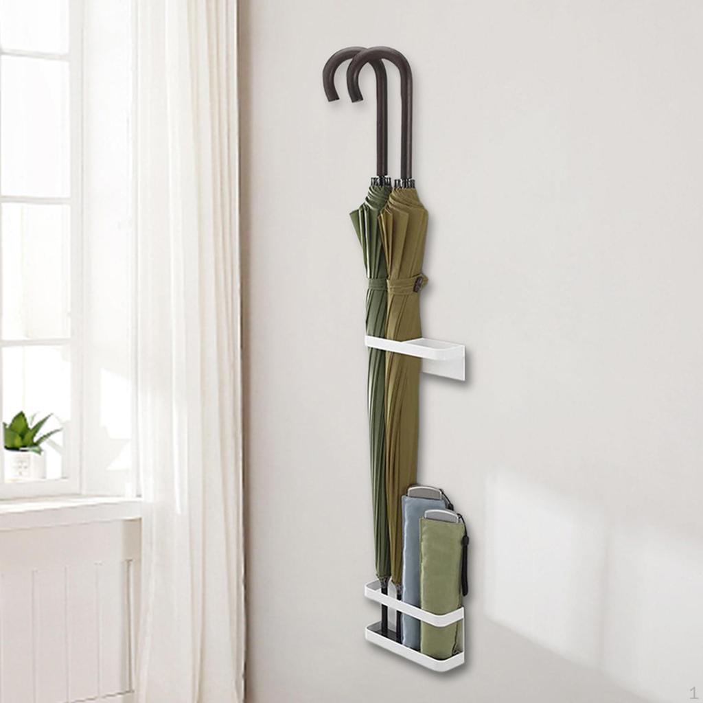 Wall Hanging Umbrella Stand Draining Shelf Adjustable Mounted Storage Rack