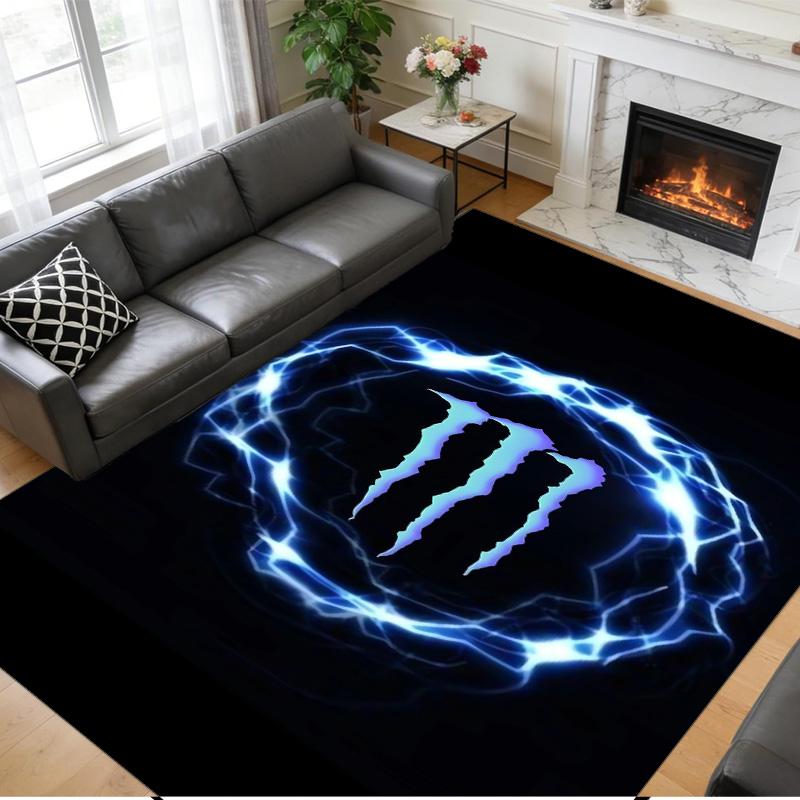 Monster Energy Druck Kristall Samt Plüsch Teppich Anti?Slip-Verschleiß?Robuster Bodenbelag Teppich für Innenbereich Haushalt Heimdekoration