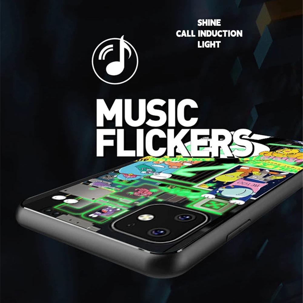 Sound-Activated LED Mech Armor Phone Case – Luminous Glass Cover for IPhone Samsung