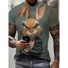 Funny 3D Animal Rabbit Print Men's T-shirt Street Personality Short Sleeve t shirts Fashion Casual Crew Neck Top Summer Clothing
