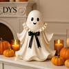 Uroczy Duch Wystrój Domu Figurka Żywiczna na Halloween z Wiklinowym Koszykiem, Ozdoba Stołowa na Biurko, Organizer Świąteczny Dekoracja Przedpokoju Kominka