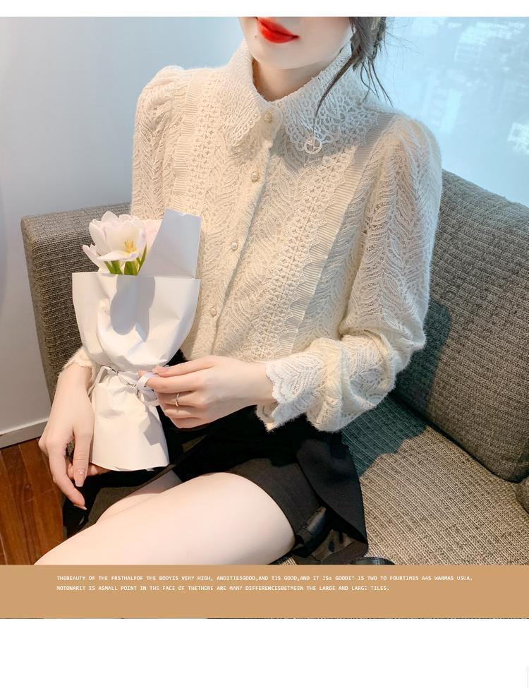 Chiffonspitze Langarm Damenoberteil - Samt, Herbst/Winter Trend