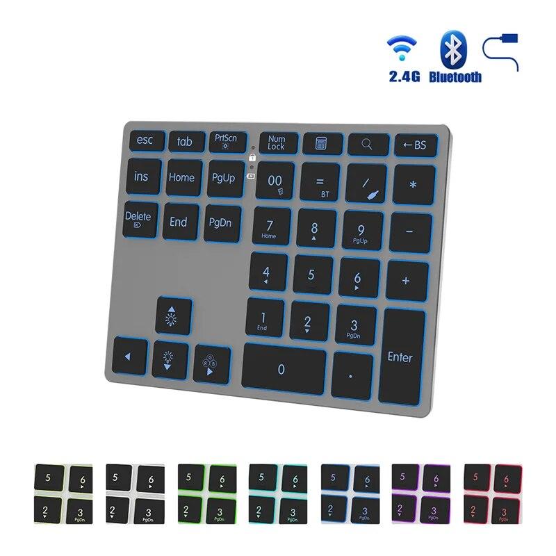 

JOMAA 2.4G Bluetooth цифровая клавиатура беспроводная перезаряжаемая цифровая клавиатура для iPad ноутбука проводная цифровая клавиатура серый